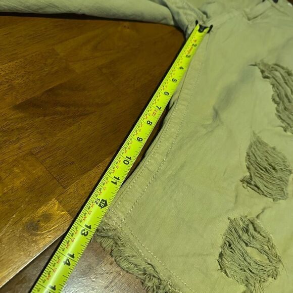 Vintage Smoke Rise Shorts Mens 36 Khaki Distressed Denim Jean Jorts Y2K - Picture 7 of 8